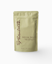 baking matcha powder package in matte resealable pouch on white background